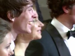 Enda Walsh, Aaron Johnson, Imogen Poots, Matthew Beard, Hannah Murray, Laura Hastings-Smith at the The Housemaid Red Carpet: Cannes Film Festival 2010 at Cannes . (Footage by WireImage Video/GettyImages) Stock Footage