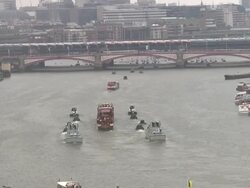 Queen Elizabeth II, Camilla, Duchess of Cornwall, Prince Charles, Prince of Wales,  Prince Philip, The Duke of Edinburgh, Catherine, Duchess of Cambridge,  Prince William, Duke of Cambridge and Prince Harry at Diamond Jubilee - Thames River Pageant on June Stock Footage