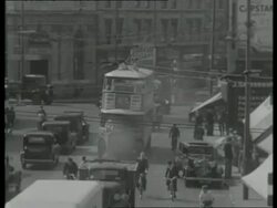 Electric trolley bus in London, UK  1939 Stock Footage