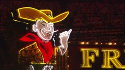 Neon lights flash on a Fremont Street sign in Las Vegas. Stock Footage