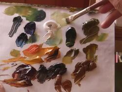 Oil paint palette Stock Footage