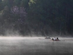 Bamboo Rafting at Pangung, Maehongson Stock Footage