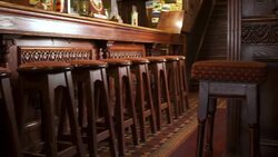 Wooden Furniture In The Pub Stock Footage