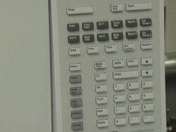 Gas-chromatography-mass-spectrometry-machine control panel, close up, Canada Stock Footage