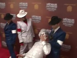 ATMOSPHERE: Cirque du Soleil performers at Michael Jackson: "The Immortal" World Tour - New York Premiere Stock Footage