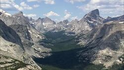 Wind River Mountains In Shoshone National Forest  - Aerial View - Wyoming,  Fremont County,  helicopter filming,  aerial video,  cineflex,  establishing shot,  United States Stock Footage