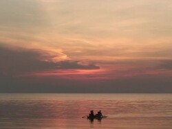 Canoe at Sunset Stock Footage