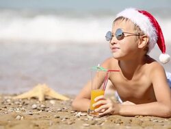 boy in Santa Claus hat Stock Footage