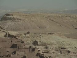 Vast, mountainous landscapes and the houses built into the hillside. Stock Footage