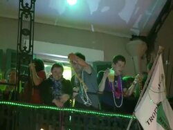 Revelers plead for beads during Mardi Gras Stock Footage