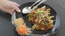 Being serve dish of Pad Thai, Fried noodles is a traditional thai food Stock Footage