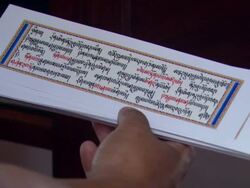  MS View of Traditional paper beign holded  / Kathmandu, Central, Nepal Stock Footage