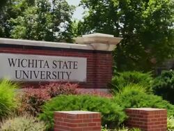 Entrance sign to Wichita Sate Univeristy Stock Footage