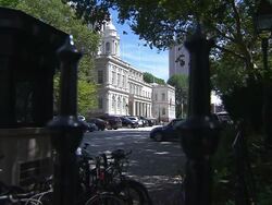 Front Exterior of New York City Hall Through Gate Stock Footage