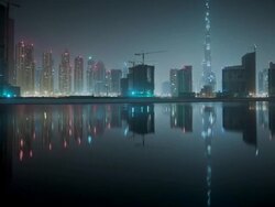 WS T/L TU Dubai's skyline with Burj Khalifa moment of peace and tranquility / Dubai, United Arab Emirates  Stock Footage
