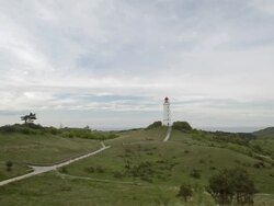 Hiddensee lighthouse on the Dornbusch hill Stock Footage