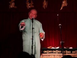 MS Man performing allegro traditional Chinese folk art forms AUDIO / xi'an, shaanxi, china Stock Footage