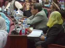 MS Shukria Barakzai shaking her head in frustration as she fiddles with her voting cards AUDIO / Kabul, Kabul Province, Afghanistan Stock Footage