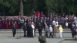 CLEAN : Pope Francis walks alone through Auschwitz News Clip