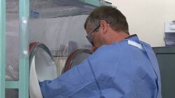 CLEAN : Medics in Ebola hit Sierra Leone analysing 100s of blood samples News Clip