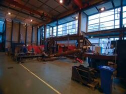 T/L Workers in pipe bending lab, DNV lab, USA Stock Footage