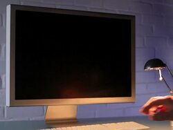 Computer on. Green screen with your message. Stock Footage