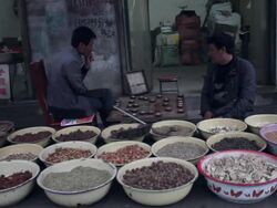 WS Variety of spices sold,Hawkers play Chinese chess/hancheng,shaanxi,China Stock Footage