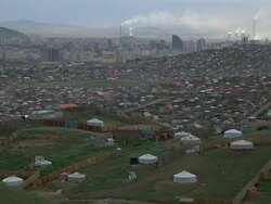 Overview of Ulaan Baatar's suburbs and downtown area Stock Footage