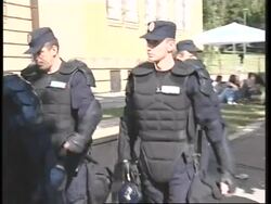 Riot police deploy ahead of arrival of ultranationalist pro-Karadzic protesters News Clip