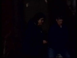 Night scenes, house of killer, comment from woman who took him in News Clip