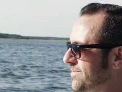  CU SLO MO  Woman riding in motorboat / Charleston, South Carolina, USA Stock Footage