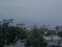 Boom down on SzÃƒÂ©chenyi Chain Bridge via Buda Castle Hill funicular Stock Footage