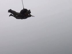 MS TS View of Parachuttue Jumping Training / South Korea Stock Footage