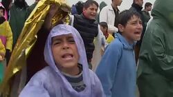 CLEAN : Refugees at Greek border protest miserable living conditions News Clip