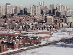 WS View of city skyline with suburbs in winter / Chicago, Illinois, USA Stock Footage