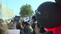 CLEAN : Tunisia: women demonstrate against sexual harassment in front of Parliament News Clip