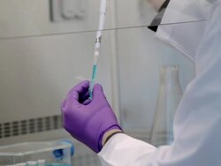 ECU Micro-pipette in Cancer research Healthcare medicine Industry DNA sequencing Laboratory / Vancouver, BC, Canada    Stock Footage