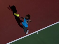 SLO MO, WS, HA, Man serving tennis ball, Santa Barbara, California, USA Stock Footage