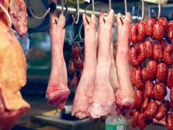 HD meat at Asian market Stock Footage