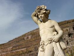 MS Statue at winery Schlob Wackerbarth rear Radebeul / Radebeul, Saxony, Germany Stock Footage