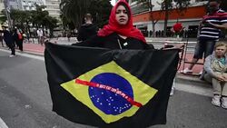 Demonstration in support of Brazil's impeached president Dilma Rousseff Stock Footage