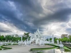 Wat Rong Khun, The White Temple, Thailand, Hyperlapse Stock Footage