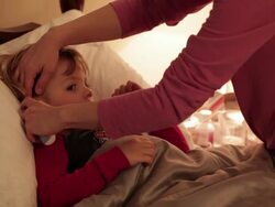 Little Boy Sick In Bed Stock Footage