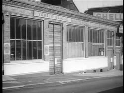 B/W 1942/3 closed service station owned by deported Japanese-American / documentary Stock Footage