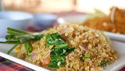 Asian  eating fried rice Stock Footage