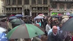 CLEAN : Mourners react as France lays to rest priest slain by jihadists News Clip