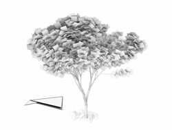 Origami Bird Animation By Tree In Wind Stock Footage