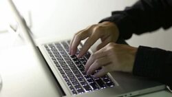 Businessman hands working on laptop computer Stock Footage
