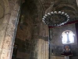 Haghartsin monastery, interior view of Saint Astvatsatsin church Stock Footage