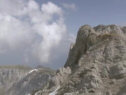 MS AERIAL Shot of altmasattel and summit / Altmann, Appenzell Innerrhoden, Switzerland Stock Footage